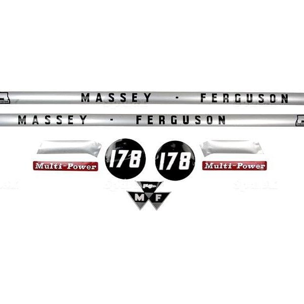 COMPLETE BONNET DECAL SET FOR MASSEY FERGUSON 178 TRACTORS.
