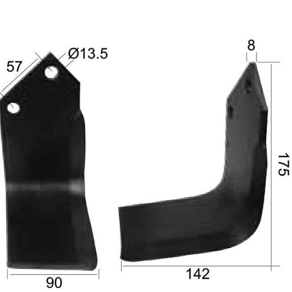 L/H BLADE FOR HOWARD DOWDWESWELL AR / E SERIES ROTOVATOR.