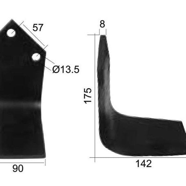 R/H BLADE FOR HOWARD DOWDWESWELL AR / E SERIES ROTAVATOR.