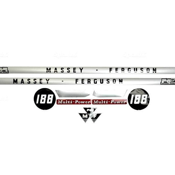 BONNET DECAL SET FOR MASSEY FERGUSON 188 TRACTORS.