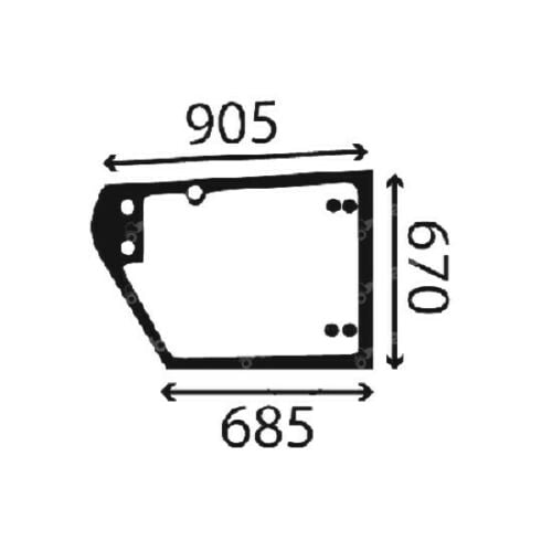 LOWER DOOR GLASS FOR JOHN DEERE 3200 3215 3220 3400 3415 3420 TELEHANDLERS.
