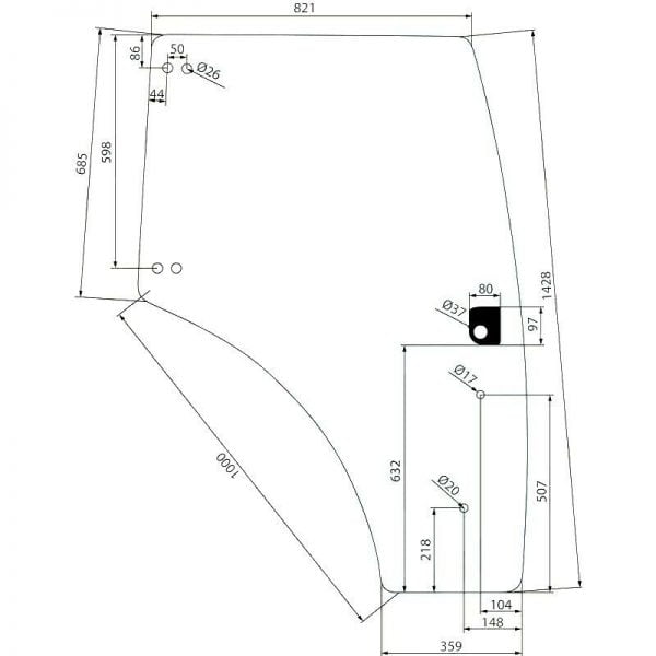 L/H DOOR GLASS FOR NEW HOLLAND T5.105 T5.115 T5.95 TRACTORS.