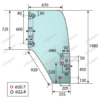 DOOR GLASS (R/H) FOR CASE IH JX55 JX60 JX65 JX70 JX75 JX80 JX85 JX90 JX95 TRACTORS. - Image 2