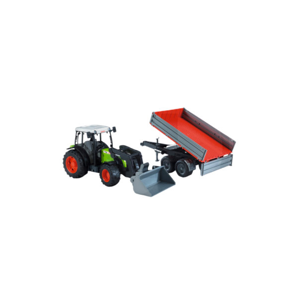 BRUDER CLAAS NECTIS 267F TRACTOR WITH FRONT LOADER & DROPSIDE TRAILER 1:16 SCALE.