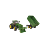 BRUDER JOHN DEERE TRACTOR WITH FRONT LOADER & TANDEM AXLE TRAILER 1:16 SCALE. - Image 2