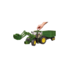 BRUDER JOHN DEERE TRACTOR WITH FRONT LOADER & TANDEM AXLE TRAILER 1:16 SCALE. - Image 3
