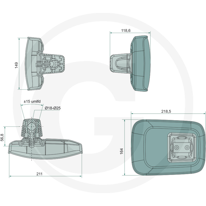 BOTTOM WIDE ANGLE MIRROR FOR JOHN DEERE 6000M 6000R SERIES TRACTORS. - Image 3
